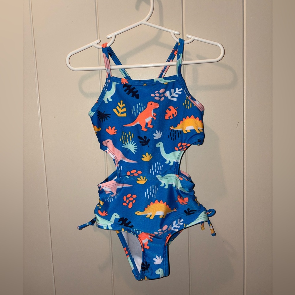 Cat & Jack Blue Dinosaur Print One Piece Toddler Swimsuit